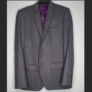 Dark Grey Suit with Purple Lining (3 pierce)